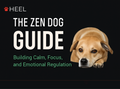 Book cover of 'The Zen Dog Guide' by HEEL with a dog's face on a black background